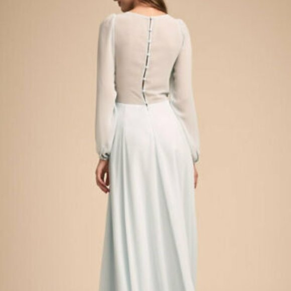 BHLDN x Watters Nova 2 | XS Blue Chiffon Formal Maxi Gown - Picture 5 of 5